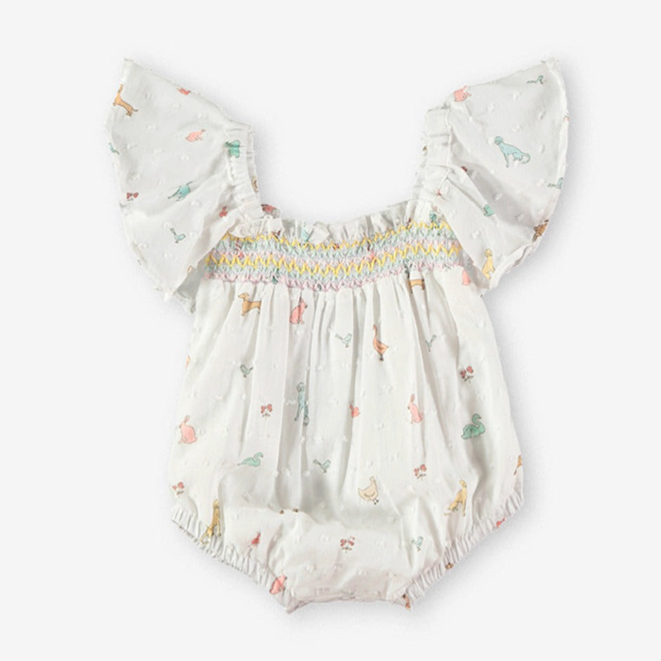 Ranita de bebé niña con estampado de animalitos en blanco coco acqua 80143 - La boutique de AyA